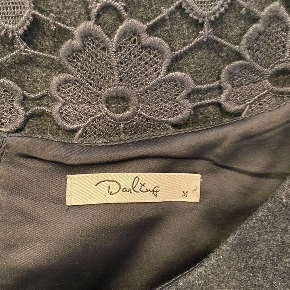 Darling Grey Wool Sheath Dress with Lace Bodice - Picture 9 of 10